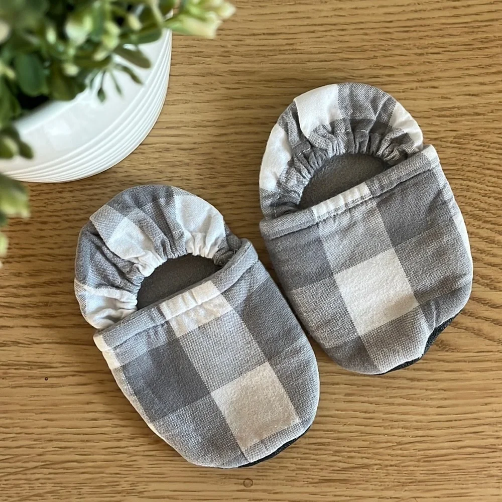 Gingham Baby Moccasins
